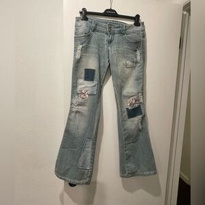 Women's Blue Patchwork Jeans‎